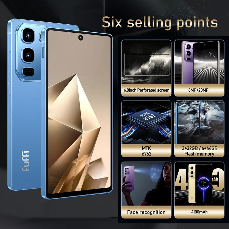 Fuffi-6.8 Inch Android Smartphone, 8+20Mp Camera, 3+32GB ROM 4100Mah Battery, Dual Sim, Unlock 4G Network, Android 12.0 Phone, Cellphone Smartphone