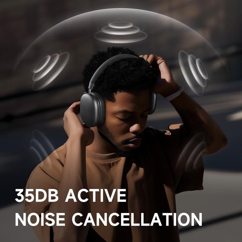 Picun F5 ANC Wireless Headphones, Bluetooth 5.4 Low-Latency, -35Db Noise Cancellation, Electronic Connection, Hi-Fi Audio, Custom EQ, Comfortable for Travel & Work Connection Electronic Headset