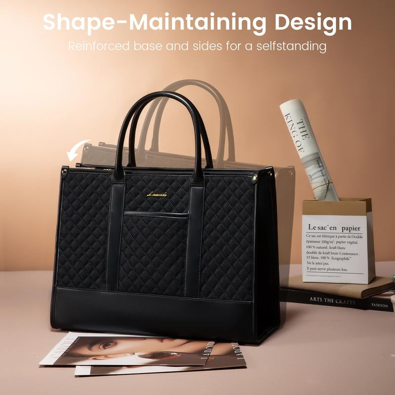 【Black Friday】Lovevook Laptop Tote Bags for Women,15.6-17.3 Inch Laptop Zipper Work Bags with Clutch Purse,Shoulder Bag with Adjustable Straps & 2 Cup Holders, Womens Briefcase for Travel,Teacher,Doctor, Nurse,Christmas Gift Ideas Tiktokshopblackfriday