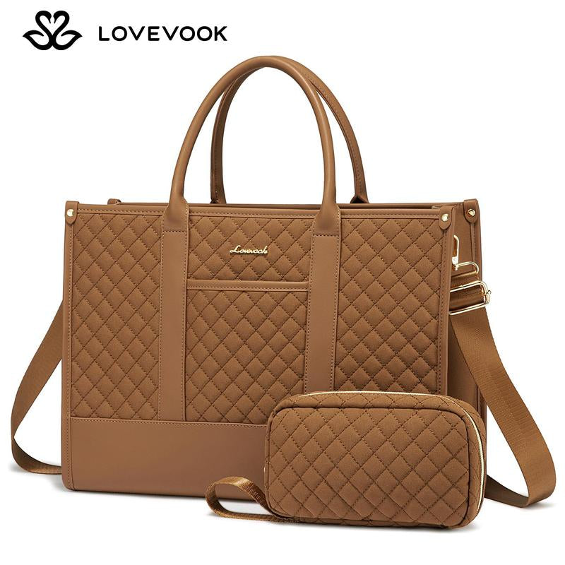 【Black Friday】Lovevook Laptop Tote Bags for Women,15.6-17.3 Inch Laptop Zipper Work Bags with Clutch Purse,Shoulder Bag with Adjustable Straps & 2 Cup Holders, Womens Briefcase for Travel,Teacher,Doctor, Nurse,Christmas Gift Ideas Tiktokshopblackfriday