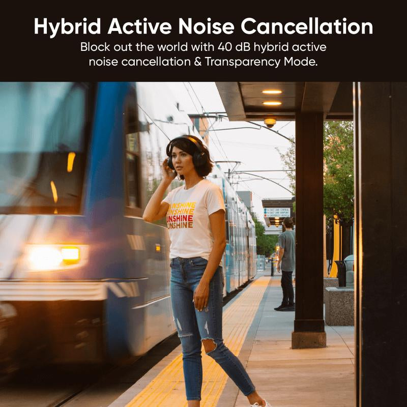 Wyze Headphones — #1 Over-Ear Headphones on Tiktok, Active Noise Cancellation Bluetooth Audio Earphones, Lightweight, Aux Cord, Rich Bass, Android Ios