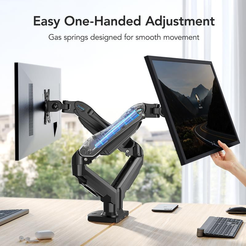 HUANUO Dual/Single Monitor Stand - Grommet Mounting Base for 13''-32'' Screens - Each Arm Holds 4.4 to 19.8Lbs-Full Adjustable Monitor Desk Mount Swivel Vesa Bracket with C Clamp#Tiktokshopblackfriday