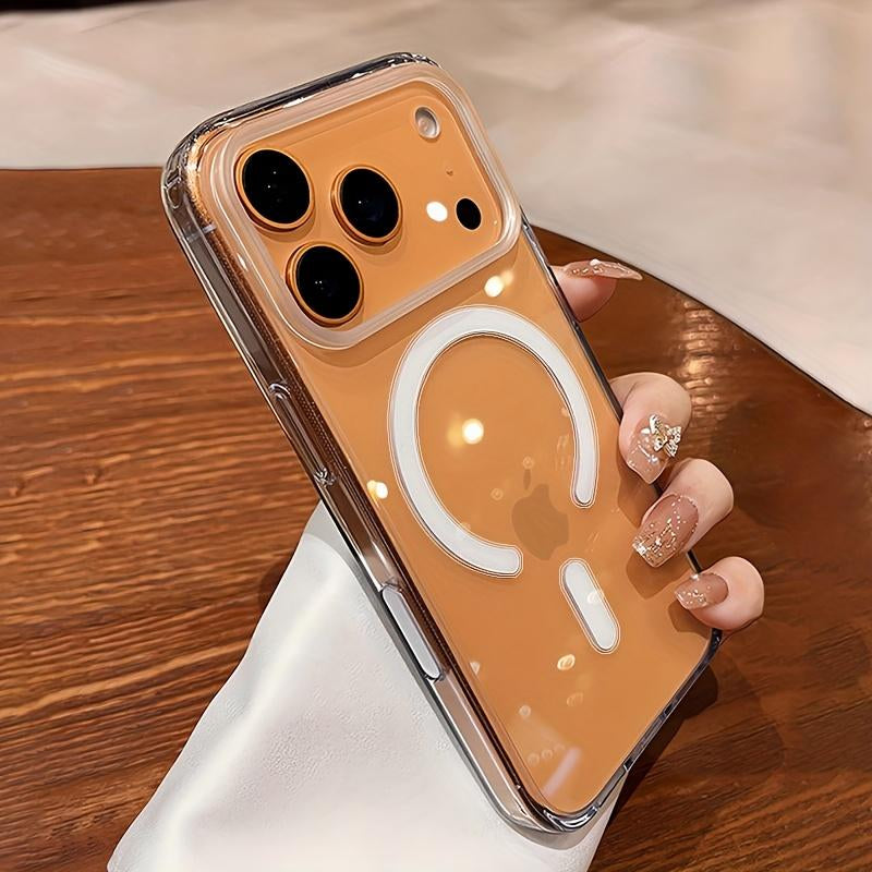 Luxury Transparent Magnetic Wireless Charging Phone Case for Iphone 12 13 14 15 16 17 Pro Max Air plus Shockproof Clear Back Cover TPU Protective Casing