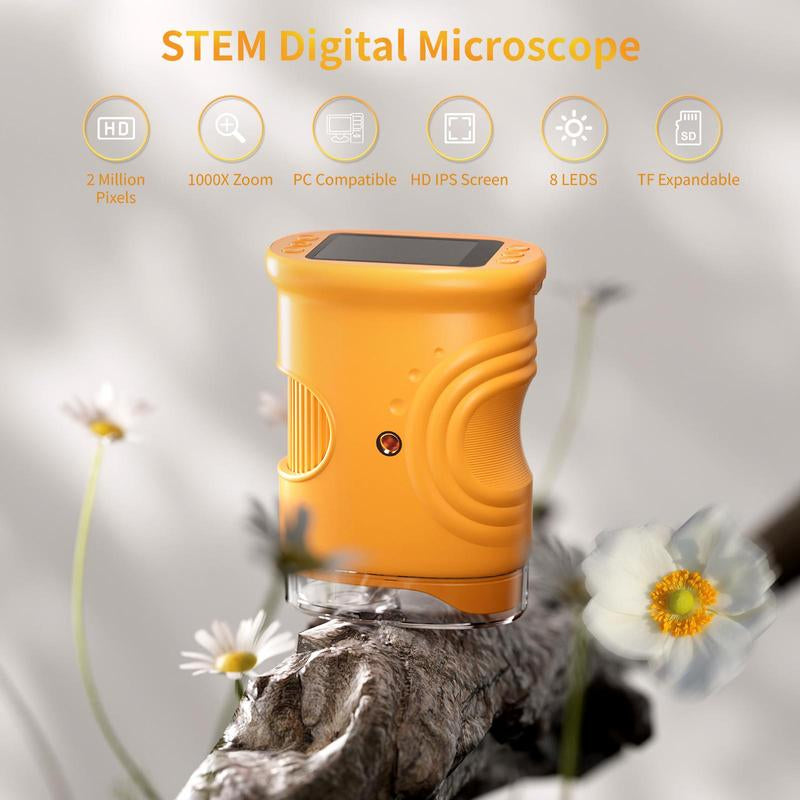 Black Friday Special! 1000X Handheld Digital Microscope for Kids – Portable STEM Science Toy, Video Recording, Holiday Gift