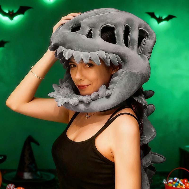 Tiktokshopblackfriday Jurassic Park Dinosaur Skeleton Headpiece Fun Role Play Plush Toy Creative Prank Gift for Kids Family and Friends Plush Material Perfect for Role Playing and Pranks