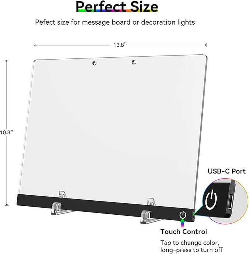 Upgraded Neon Drawing Board for Kids, Acrylic Dry Erasable Glowing Board with Stand, Markers, Cleaning Cloth, Tracing Paper, Erasable and Reusable, Children'S Learning Gift, Birthday, Halloween, Christmas Decoration, Neon Sign