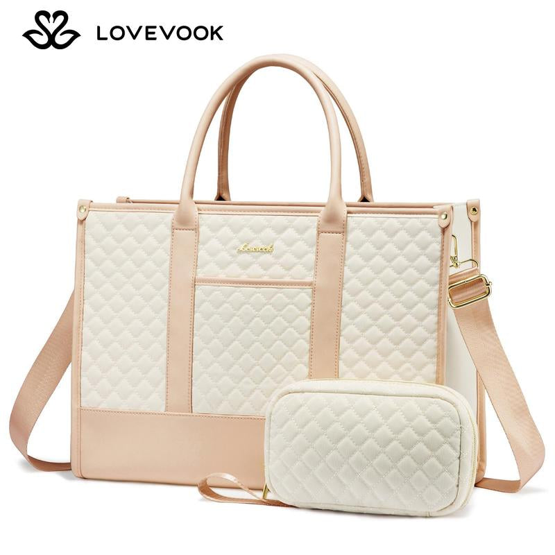 【Black Friday】Lovevook Laptop Tote Bags for Women,15.6-17.3 Inch Laptop Zipper Work Bags with Clutch Purse,Shoulder Bag with Adjustable Straps & 2 Cup Holders, Womens Briefcase for Travel,Teacher,Doctor, Nurse,Christmas Gift Ideas Tiktokshopblackfriday