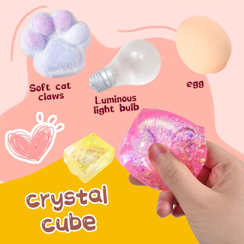 Pinch Family 8-Piece Taba Squishy Kit for Kids & Adults Cute Stress Relief Soft Toys to Relieve Anxiety and Stress Christmas Gifts Squeezing