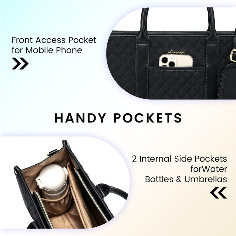【Black Friday】Lovevook Laptop Tote Bags for Women,15.6-17.3 Inch Laptop Zipper Work Bags with Clutch Purse,Shoulder Bag with Adjustable Straps & 2 Cup Holders, Womens Briefcase for Travel,Teacher,Doctor, Nurse,Christmas Gift Ideas Tiktokshopblackfriday