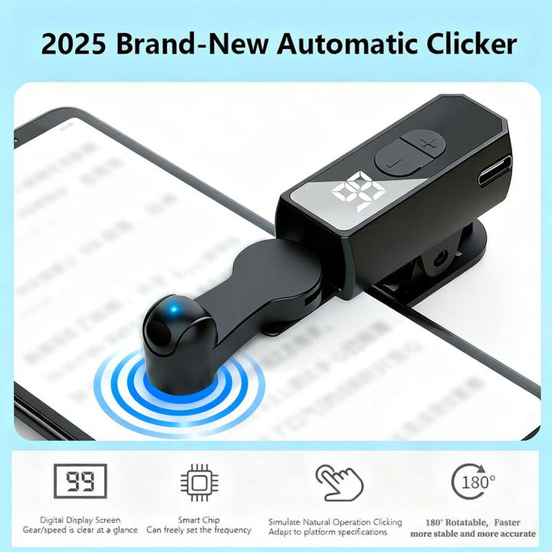 2025 Rechargeable Automatic Clicker for Smartphone with Built in Battery 99 Speed Settings Smart Trigger for Gaming Apps Shopping Rewards and Live Streaming Likes Black