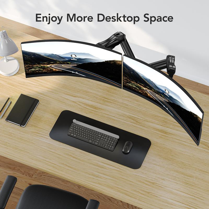 HUANUO Dual/Single Monitor Stand - Grommet Mounting Base for 13''-32'' Screens - Each Arm Holds 4.4 to 19.8Lbs-Full Adjustable Monitor Desk Mount Swivel Vesa Bracket with C Clamp#Tiktokshopblackfriday