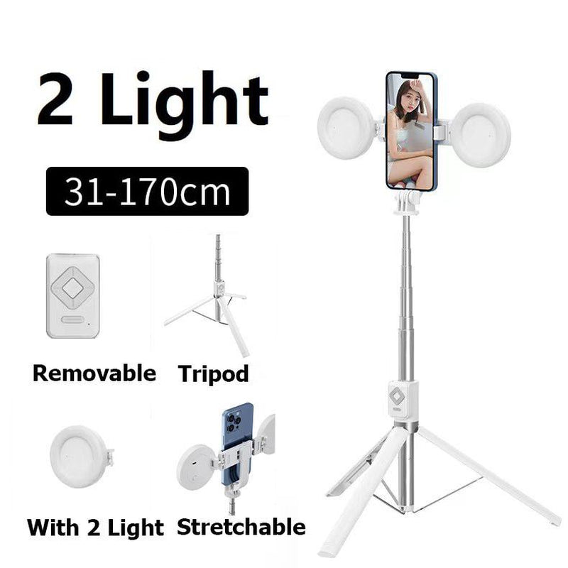 New 67'' Phone Tripod with Fill Light & Remote, Selfie Stick Tripod, Extendable Stand for Iphone 16/15/14/13/12 & Android, Stable, Portable Travel Accessory (Compatible with All Iphone & Android）
