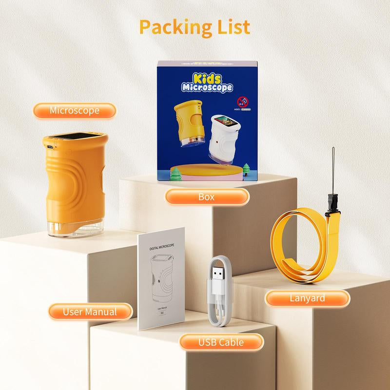 Black Friday Special! 1000X Handheld Digital Microscope for Kids – Portable STEM Science Toy, Video Recording, Holiday Gift