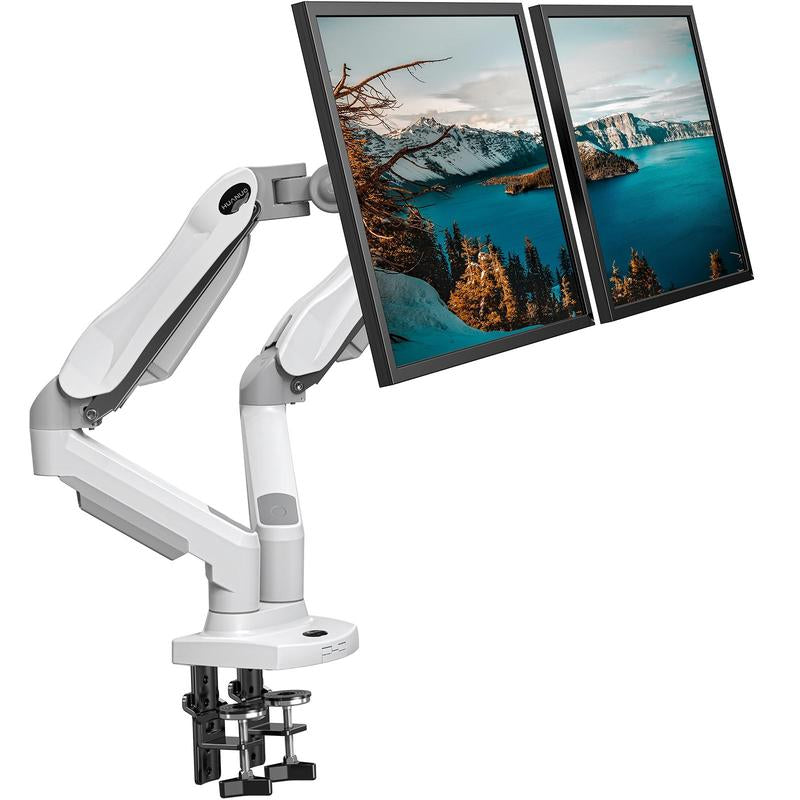HUANUO Dual/Single Monitor Stand - Grommet Mounting Base for 13''-32'' Screens - Each Arm Holds 4.4 to 19.8Lbs-Full Adjustable Monitor Desk Mount Swivel Vesa Bracket with C Clamp#Tiktokshopblackfriday