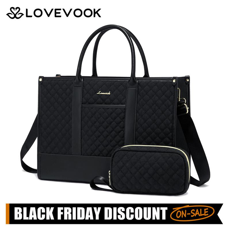 【Black Friday】Lovevook Laptop Tote Bags for Women,15.6-17.3 Inch Laptop Zipper Work Bags with Clutch Purse,Shoulder Bag with Adjustable Straps & 2 Cup Holders, Womens Briefcase for Travel,Teacher,Doctor, Nurse,Christmas Gift Ideas Tiktokshopblackfriday