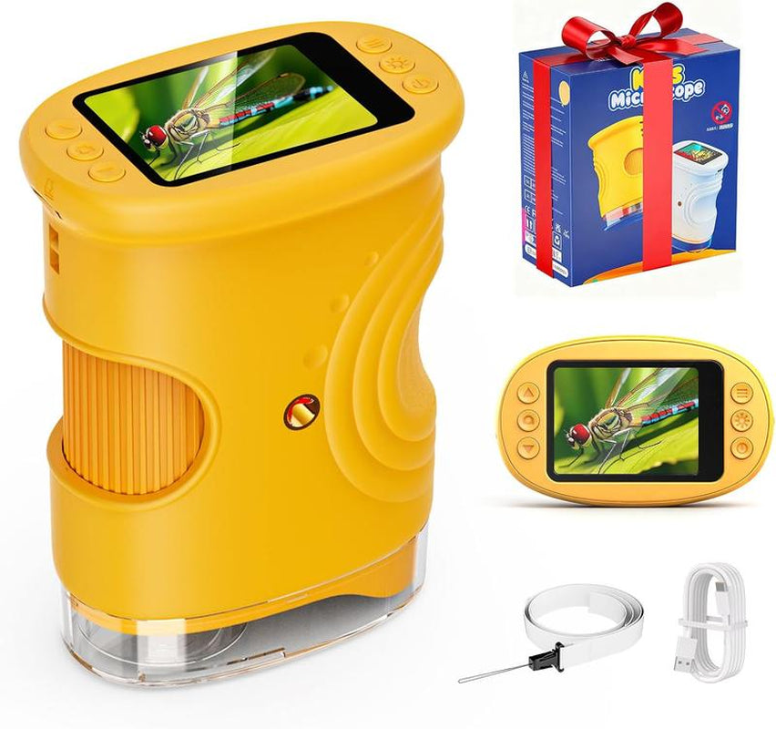 Black Friday Special! 1000X Handheld Digital Microscope for Kids – Portable STEM Science Toy, Video Recording, Holiday Gift