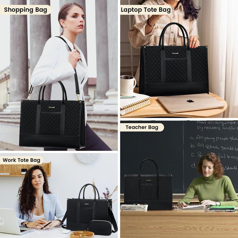 【Black Friday】Lovevook Laptop Tote Bags for Women,15.6-17.3 Inch Laptop Zipper Work Bags with Clutch Purse,Shoulder Bag with Adjustable Straps & 2 Cup Holders, Womens Briefcase for Travel,Teacher,Doctor, Nurse,Christmas Gift Ideas Tiktokshopblackfriday