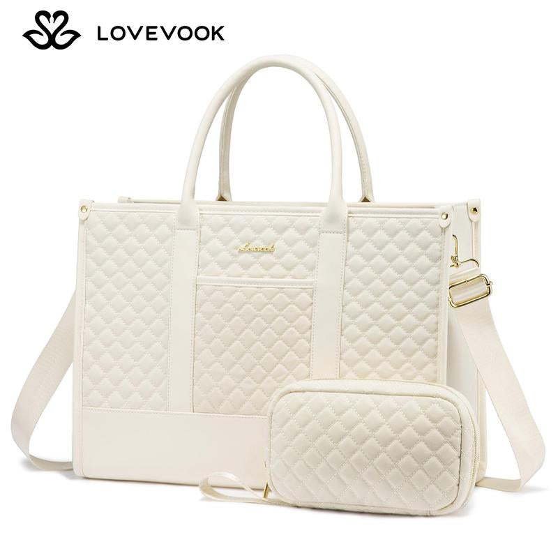 【Black Friday】Lovevook Laptop Tote Bags for Women,15.6-17.3 Inch Laptop Zipper Work Bags with Clutch Purse,Shoulder Bag with Adjustable Straps & 2 Cup Holders, Womens Briefcase for Travel,Teacher,Doctor, Nurse,Christmas Gift Ideas Tiktokshopblackfriday