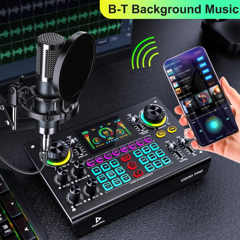 【Black Friday】Ideanthro C200 PRO-P15 Sound Card Features a Dual-Core DSP Chip, Supports Dual Microphones and Dual Headphones, Has Adjustable Tone and Multiple Voice Changer Settings, and Is Compatible with Most Live Streaming Platforms