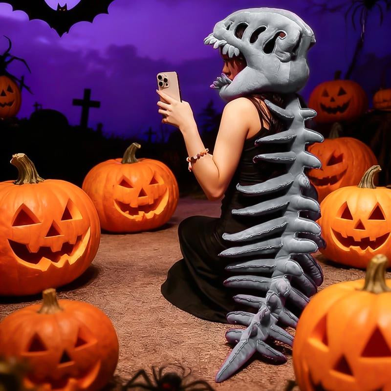 Tiktokshopblackfriday Jurassic Park Dinosaur Skeleton Headpiece Fun Role Play Plush Toy Creative Prank Gift for Kids Family and Friends Plush Material Perfect for Role Playing and Pranks