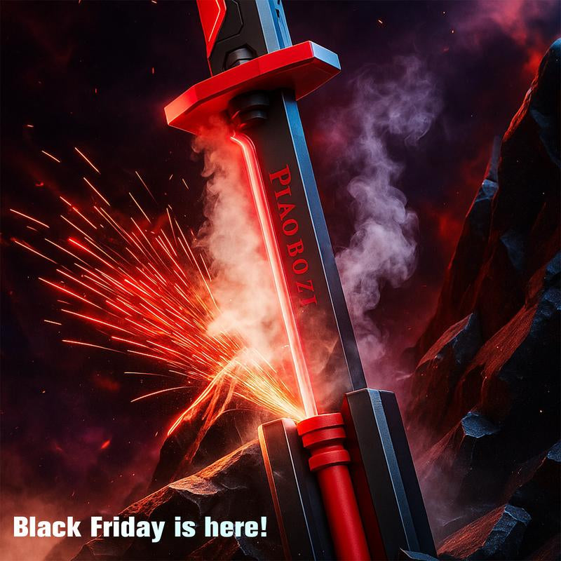 17"DKD Cyberpunk Sparkblade Lightsaber Toy Sparkedition with Sound & Fog, Eight-Color Streaming Lighteffect, Type-C Rechargeable for Rave, Cosplay & Display