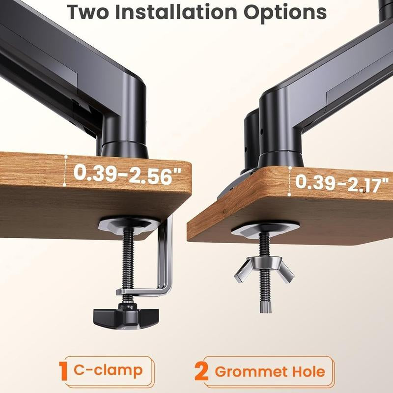 HUANUO Dual/Single Monitor Stand - Grommet Mounting Base for 13''-32'' Screens - Each Arm Holds 4.4 to 19.8Lbs-Full Adjustable Monitor Desk Mount Swivel Vesa Bracket with C Clamp#Tiktokshopblackfriday