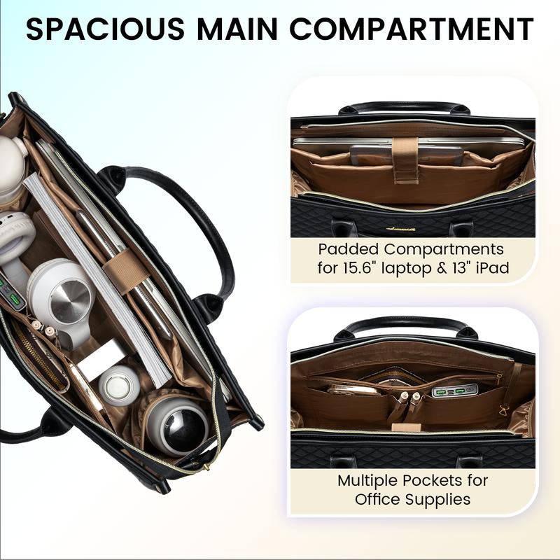 【Black Friday】Lovevook Laptop Tote Bags for Women,15.6-17.3 Inch Laptop Zipper Work Bags with Clutch Purse,Shoulder Bag with Adjustable Straps & 2 Cup Holders, Womens Briefcase for Travel,Teacher,Doctor, Nurse,Christmas Gift Ideas Tiktokshopblackfriday