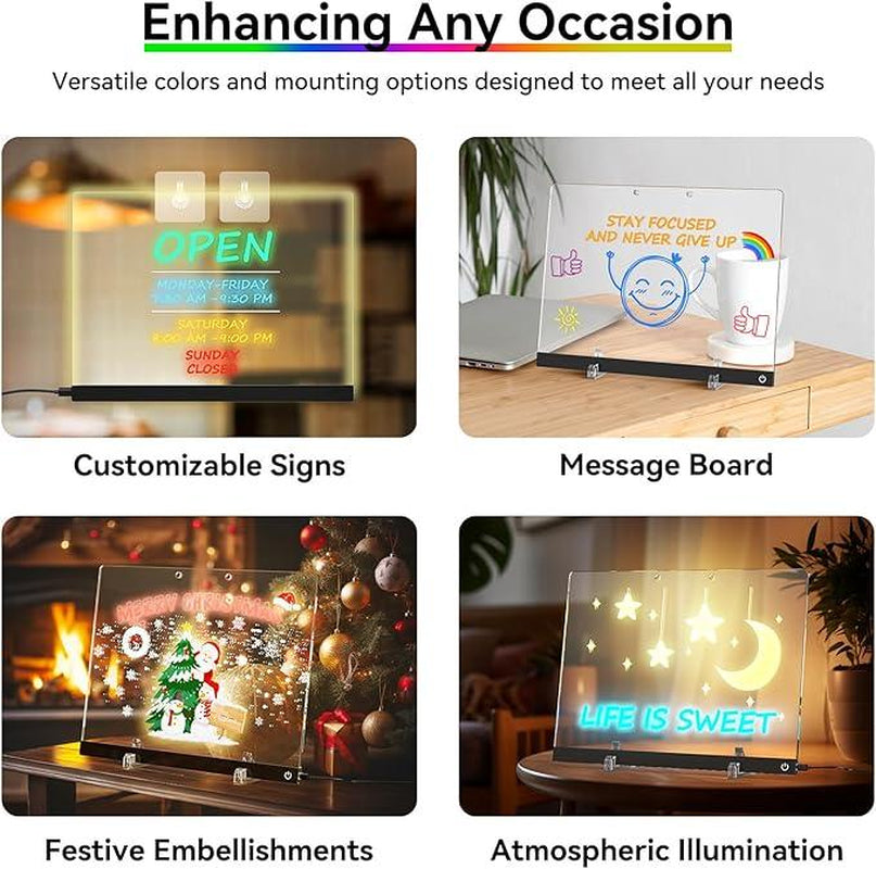 Upgraded Neon Drawing Board for Kids, Acrylic Dry Erasable Glowing Board with Stand, Markers, Cleaning Cloth, Tracing Paper, Erasable and Reusable, Children'S Learning Gift, Birthday, Halloween, Christmas Decoration, Neon Sign