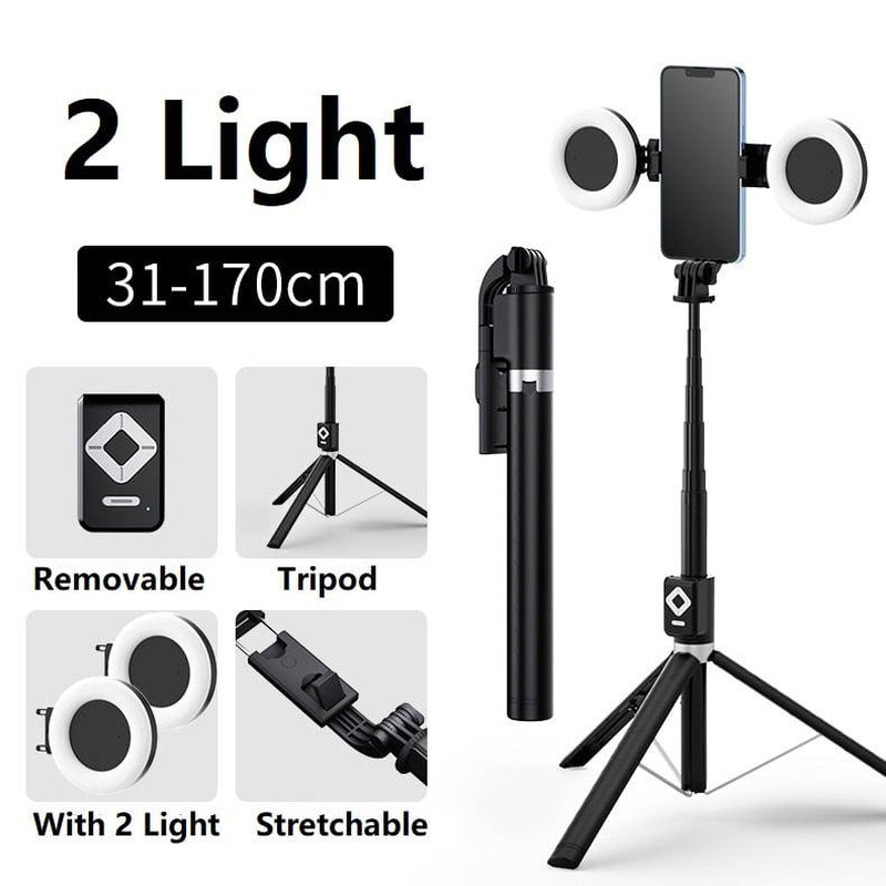 New 67'' Phone Tripod with Fill Light & Remote, Selfie Stick Tripod, Extendable Stand for Iphone 16/15/14/13/12 & Android, Stable, Portable Travel Accessory (Compatible with All Iphone & Android）