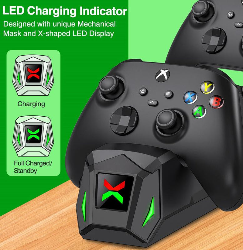 BEBONCOOL Xbox Controller Charger Station with 2X2550Mah Rechargeable Battery Packs & 4 Covers - Dual Charging Dock for Xbox One/Series X|S Controller