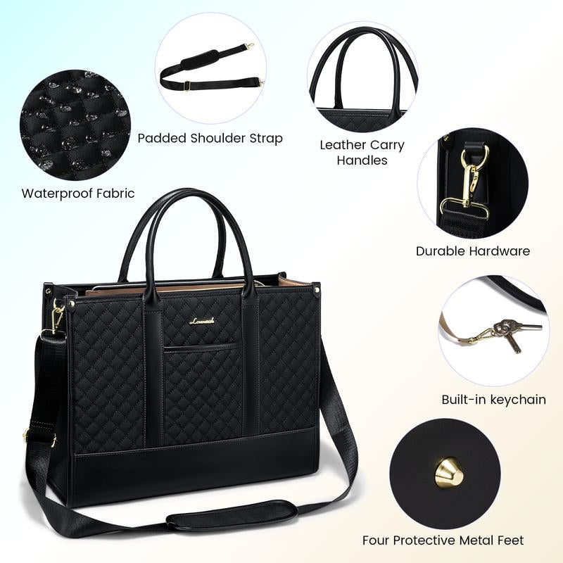 【Black Friday】Lovevook Laptop Tote Bags for Women,15.6-17.3 Inch Laptop Zipper Work Bags with Clutch Purse,Shoulder Bag with Adjustable Straps & 2 Cup Holders, Womens Briefcase for Travel,Teacher,Doctor, Nurse,Christmas Gift Ideas Tiktokshopblackfriday