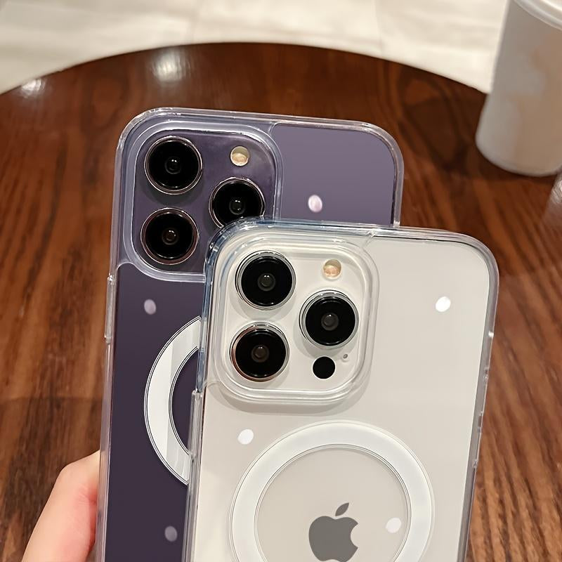 Luxury Transparent Magnetic Wireless Charging Phone Case for Iphone 12 13 14 15 16 17 Pro Max Air plus Shockproof Clear Back Cover TPU Protective Casing