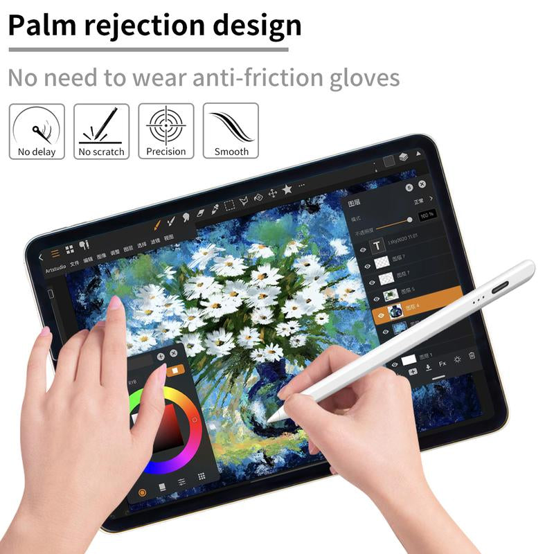 Stylus Pen for Ipad with Fast Charge Palm Rejection Tilt Sensitivity Active Touch Screen Pencil Compatible with Ipad 6/7/8/9/10 Pro12.9&11 Air3/4/5 Mini5/6