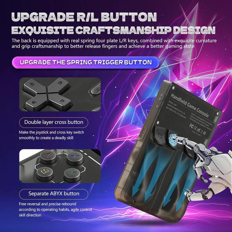 Handheld Game Console, 3.5 Inch IPS HD Screen Retro Game Console, Rechargeable Game Console with Dual 3D Joystick for Home