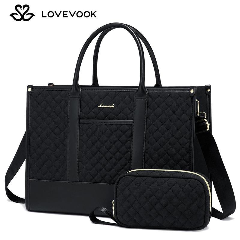 【Black Friday】Lovevook Laptop Tote Bags for Women,15.6-17.3 Inch Laptop Zipper Work Bags with Clutch Purse,Shoulder Bag with Adjustable Straps & 2 Cup Holders, Womens Briefcase for Travel,Teacher,Doctor, Nurse,Christmas Gift Ideas Tiktokshopblackfriday