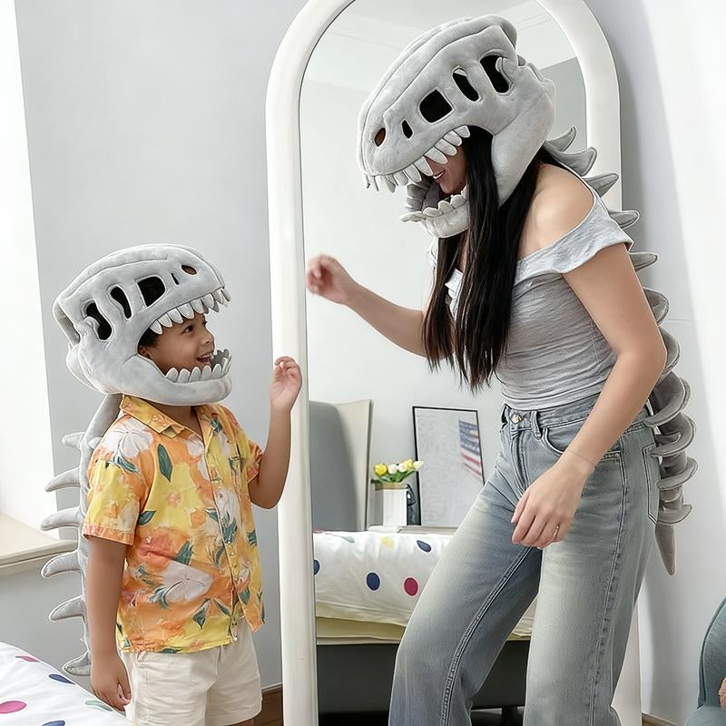 Tiktokshopblackfriday Jurassic Park Dinosaur Skeleton Headpiece Fun Role Play Plush Toy Creative Prank Gift for Kids Family and Friends Plush Material Perfect for Role Playing and Pranks