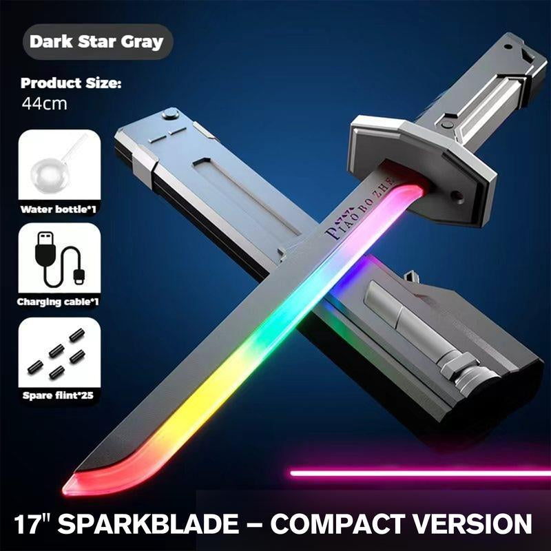 17"DKD Cyberpunk Sparkblade Lightsaber Toy Sparkedition with Sound & Fog, Eight-Color Streaming Lighteffect, Type-C Rechargeable for Rave, Cosplay & Display