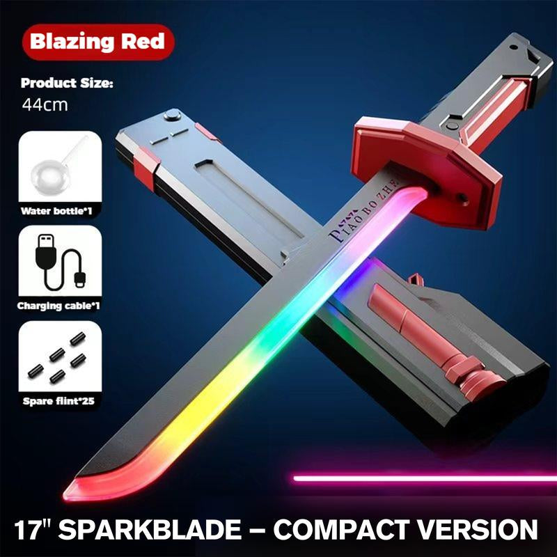 17"DKD Cyberpunk Sparkblade Lightsaber Toy Sparkedition with Sound & Fog, Eight-Color Streaming Lighteffect, Type-C Rechargeable for Rave, Cosplay & Display
